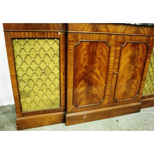 3043 - A 20th century four door breakfront bookcase in the Regency style, with green marble top, 166 x 35 x... 