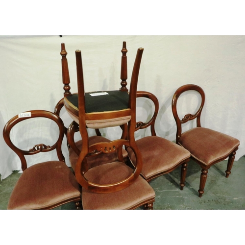 3059 - A set of six Victorian style balloon back dining chairs, each with upholstered seat. Not available f... 