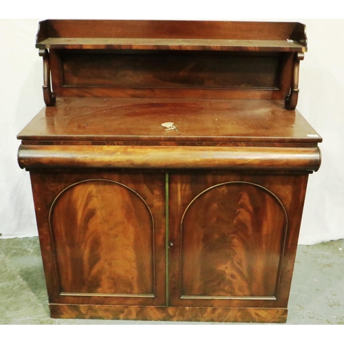 3064 - A Victorian mahogany chiffonier with single drawer above a two door cupboard with upstand, 113 x 56 ... 