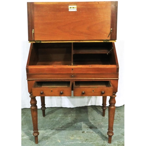 3069 - A Victorian pine clerks desk with fitted interior and two lower drawers with later alterations, 86 x... 