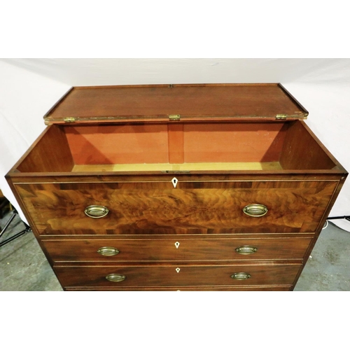 3073 - A mahogany chest of drawers, early 19th century with later converted lifting top, faux drawer and th... 