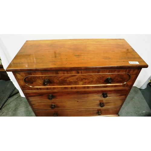 3084 - A Victorian walnut chest of four long drawers, 127 x 56 x 118 cm H, top requires polishing otherwise... 