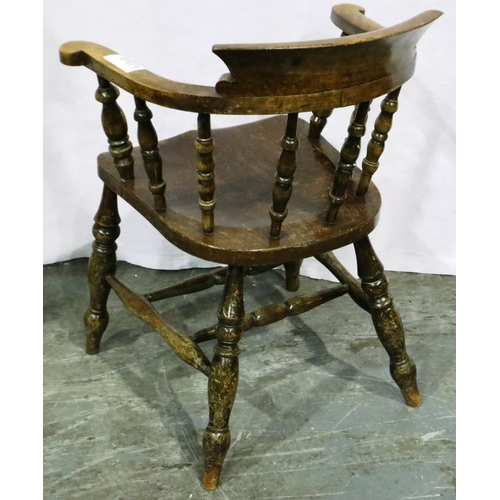 3094 - A Victorian captains style chair with elm seat. Not available for in-house P&P