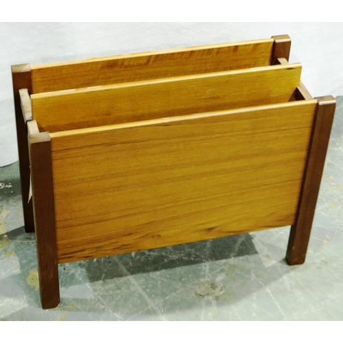 3107 - Rex furniture, a mid 20th century teak magazine rack, 46 x 20 x 34 cm H, with its retailers tag atta... 