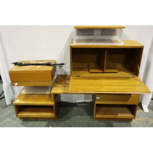 3109 - Tapley mid 20th century modular furniture, all wall mounting, including bureau, shelf, drawers etc w... 