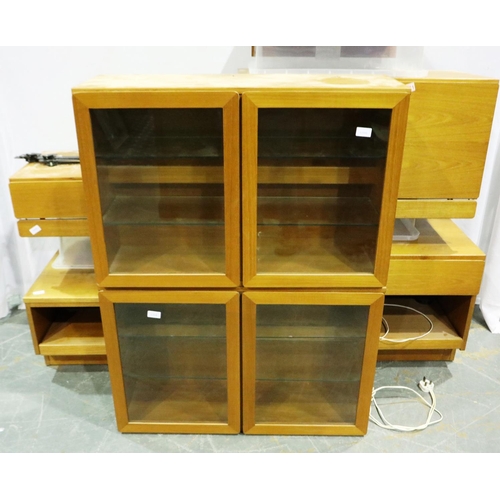 3109 - Tapley mid 20th century modular furniture, all wall mounting, including bureau, shelf, drawers etc w... 