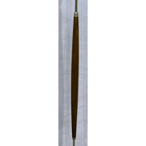 3127 - A 1960s standard lamp, the column formed from teak and brushed steel, H: 150 cm. Not available for i... 