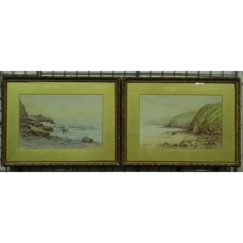 3143 - Fred Wildash (19th/20th century): a pair of watercolours, coastal landscapes, each 30 x 55 cm. Not a... 