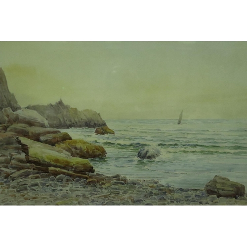 3143 - Fred Wildash (19th/20th century): a pair of watercolours, coastal landscapes, each 30 x 55 cm. Not a... 