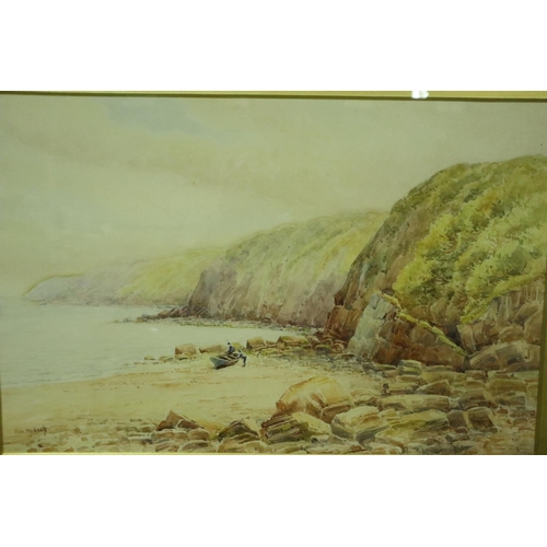 3143 - Fred Wildash (19th/20th century): a pair of watercolours, coastal landscapes, each 30 x 55 cm. Not a... 