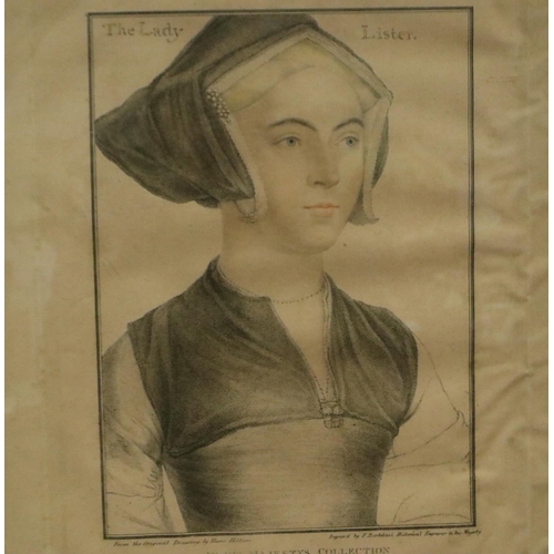 3145 - F Bartolozzi (18th century): engraving, The Lady Lister, 32 x 42 cm. Not available for in-house P&P