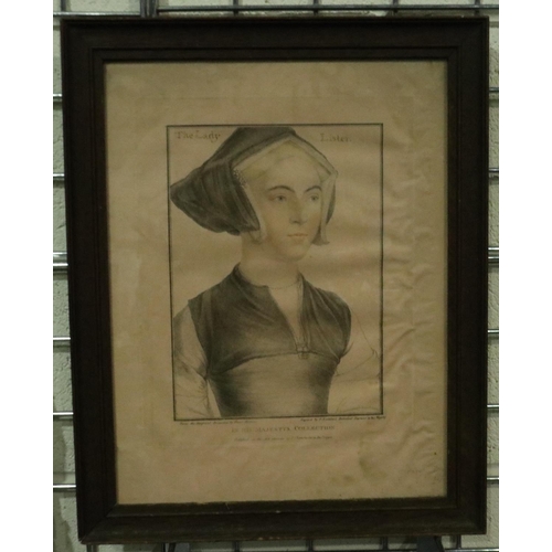 3145 - F Bartolozzi (18th century): engraving, The Lady Lister, 32 x 42 cm. Not available for in-house P&P