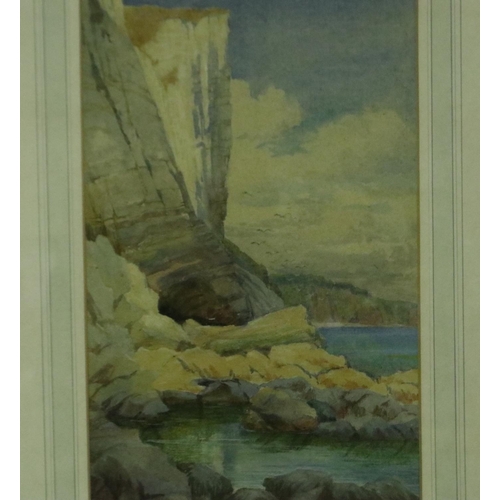 3147 - Ernest F. Hill (1873-1960): watercolour, Devon Coast, 20 x 32 cm. Not available for in-house P&P