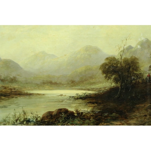 3149 - H Williams (19th century English school): oil on canvas, Near Buttermere, 39 x 19 cm, inscribed vers... 