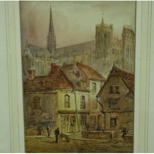 3155 - Edward W Nevil (b. 1800): watercolour, Amiens, 26 x 19 cm. Not available for in-house P&P