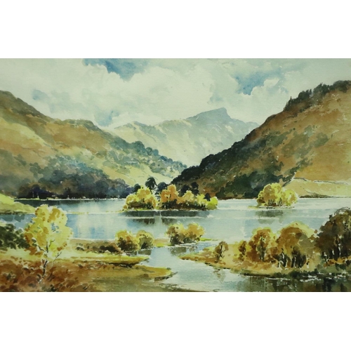 3156 - E Grieg Hall (20th century): watercolour, Rydal Water from White Moss, inscribed label verso, 37 x 2... 