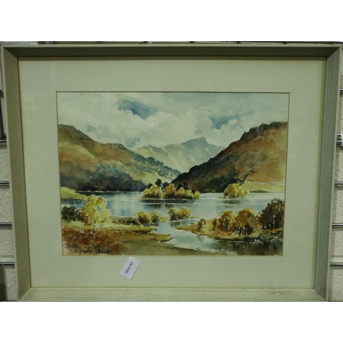 3156 - E Grieg Hall (20th century): watercolour, Rydal Water from White Moss, inscribed label verso, 37 x 2... 