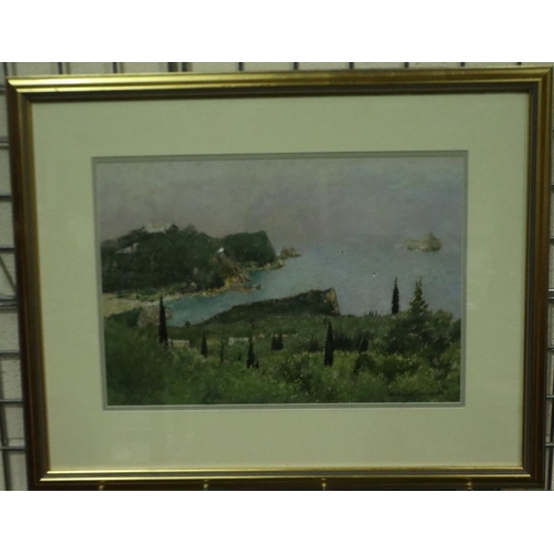 3160 - George Thompson (1939 - 2019): pastel on paper, 07 Paleokatritsa, Corfu 50 x 35 cm. Not available fo... 