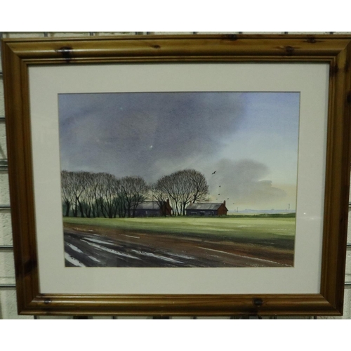 3162 - Geoff Rice (contemporary): watercolour, Showos Near Altcar, 39 x 29 cm. Not available for in-house P... 