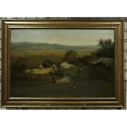 3177 - J Holland Jr (1830-1886): oil on board of a country scene, 74 x 49 cm. Painting assumed to be from t... 