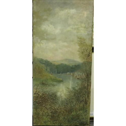 3187 - A large 19th century continental oil on canvas panel, unsigned, 69 x 150 cm. Not available for in-ho... 