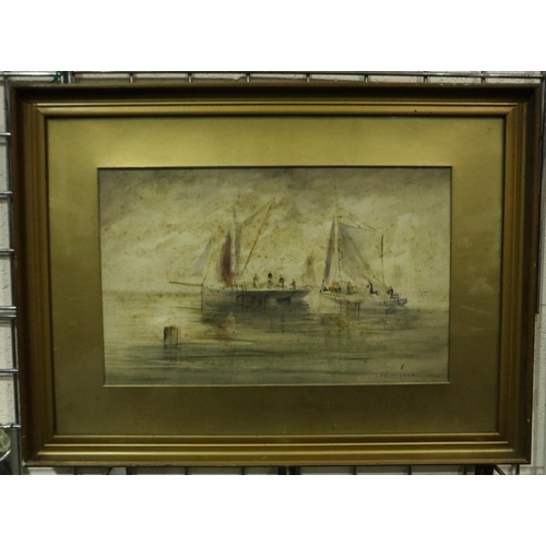 3189 - Thomas Westcott (1863-1924): watercolour, sailing boats at dawn, 44 x 27 cm. Not available for in-ho... 