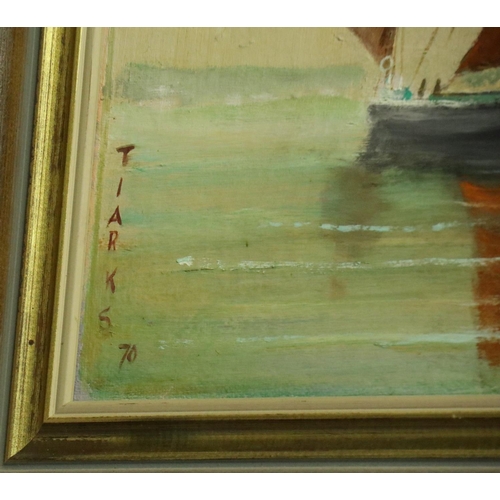 3190 - V C Tiarks (20th century) oil on board, annual sailing barge race, dated 1970, 90 x 60 cm. Not avail... 