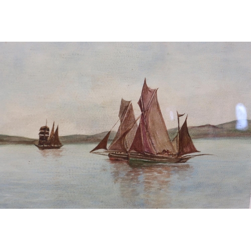 3204 - A pair of unattributed gouache on paper, in the manner of Garman Morris, Fishing Boats, each 32 x 22... 