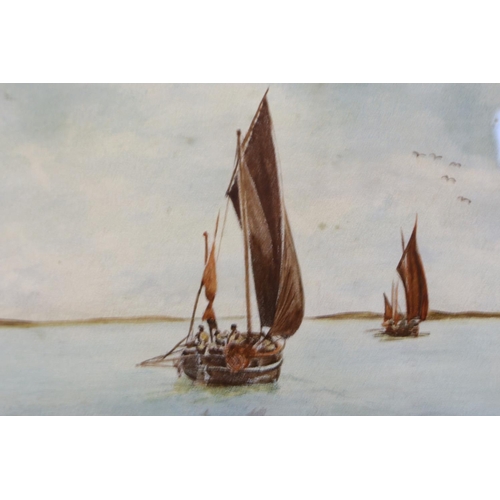 3204 - A pair of unattributed gouache on paper, in the manner of Garman Morris, Fishing Boats, each 32 x 22... 