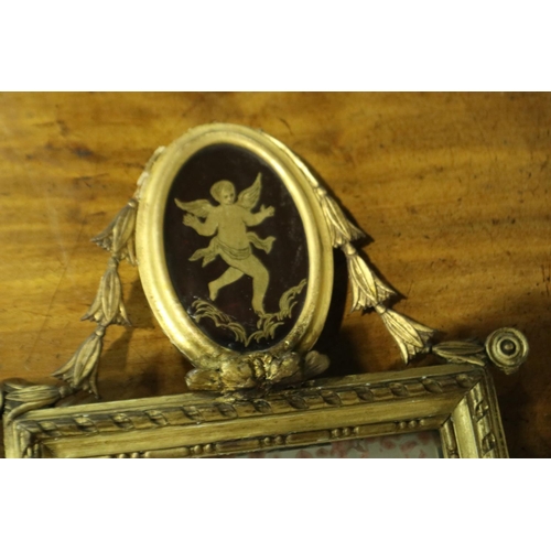 3211 - A pair of 19th century gilt framed alcove mirrors, both distressed with minor losses, overall 30 x 1... 