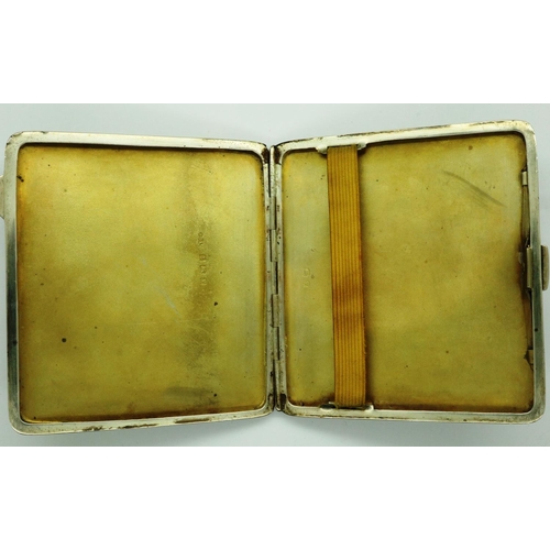 109 - Hallmarked silver cigarette case maker J&C Ltd, Birmingham assay, H: 90 mm, 122g. P&P Group 1 (£14+V... 