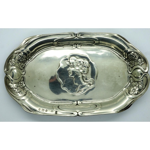 110 - Art Nouveau hallmarked silver pin dish, Birmingham assay 1901, all hallmarks clear, slight marks to ... 