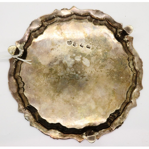 116 - Hallmarked silver Georgian tri footed dish, 219g, D: 15 cm, Hallmarks appear polished but clear to r... 