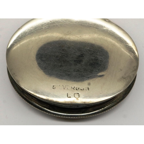 118 - Silver compact with engraving Bell Of Bethlehem, D: 60 mm. P&P Group 1 (£14+VAT for the first lot an... 