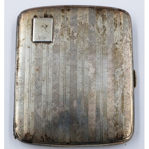 121 - Hallmarked silver cigarette case maker H.W.L, Birmingham assay, H: 90 mm, 96g. P&P Group 1 (£14+VAT ... 