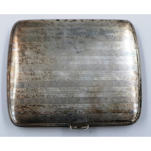 121 - Hallmarked silver cigarette case maker H.W.L, Birmingham assay, H: 90 mm, 96g. P&P Group 1 (£14+VAT ... 