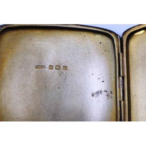 121 - Hallmarked silver cigarette case maker H.W.L, Birmingham assay, H: 90 mm, 96g. P&P Group 1 (£14+VAT ... 