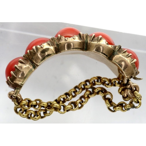 33 - Georgian gold and coral five stone ring, size I/J, 2.4g. P&P Group 1 (£14+VAT for the first lot and ... 