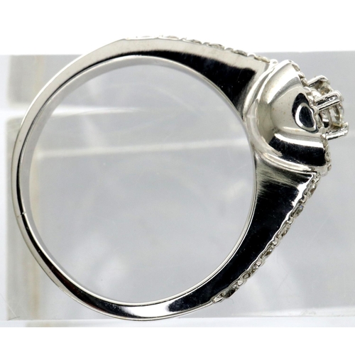 35 - 18ct white gold, diamond and enamel ring, size K, 3.4g. P&P Group 1 (£14+VAT for the first lot and £... 