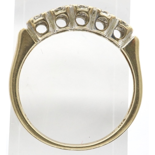 4 - 9ct gold dress ring set with five graduating diamonds, size R, 2.1g. P&P Group 1 (£14+VAT for the fi... 