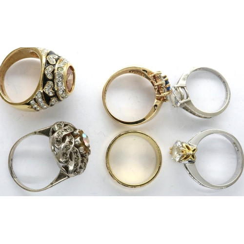 55 - Six mixed rings including a True Diamond example, sizes Q - N. P&P Group 1 (£14+VAT for the first lo... 