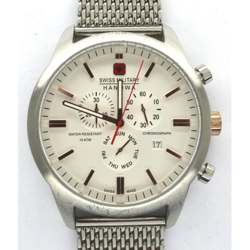 77 - Boxed Swiss Military Hanowa chronograph gents wristwatch, working at lotting. P&P Group 1 (£14+VAT f... 