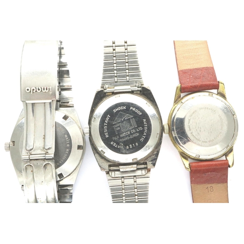 84 - Three automatic wristwatches, Fuji, Imado and Chateau, all working at lotting. P&P Group 1 (£14+VAT ... 