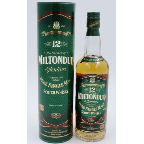 535 - Boxed Milton Duff Glenlivet single malt scotch whisky aged 12 years, G. Ballentine 43% 70 cl. P&P Gr... 