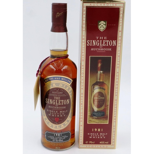 536 - Boxed Singleton of Auchroisk single malt scotch whisky, 1981 vintage Ruchill & Ross LTD, 40 % 70 cl.... 