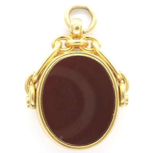 4A - Antique 18ct gold watch chain spinning fob set, with carnelian and bloodstone, fully hallmarked, 9.8... 