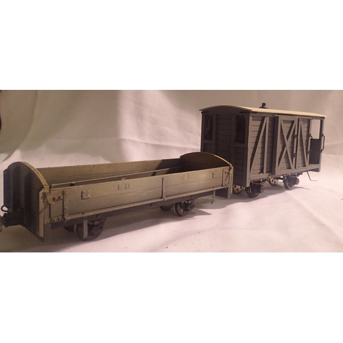 2014 - Two SM32 garden railway wagons both wood/ metal construction to run on O gauge 32mm track both in ve... 