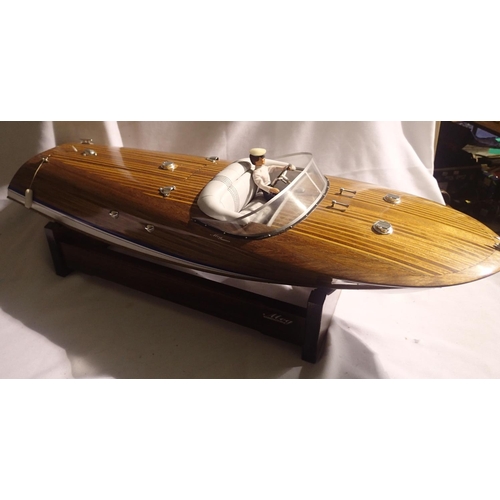 2037 - Radio controller model boat Riveria 80 wood construction fitted radio control, requires transmitter ... 