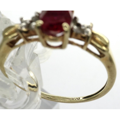 115 - 9ct gold ring set with ruby and diamonds, size K, 1.2g. P&P Group 1 (£14+VAT for the first lot and £... 