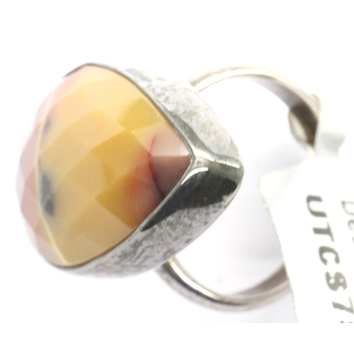 18 - Sterling silver ring set with a large pear shape mookaite, size N, 7g. P&P Group 1 (£14+VAT for the ... 